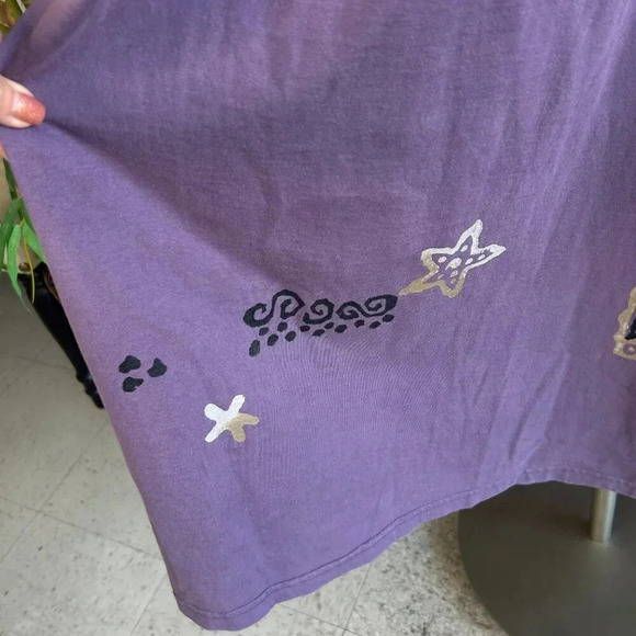 Viva City Purple Dusty Lavender Casual Fish Print 100% Cotton Maxi Dress Size M - Picture 6 of 10